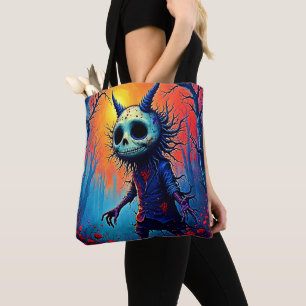 Creepy Demon in Spooky Woods Design Tote Bag