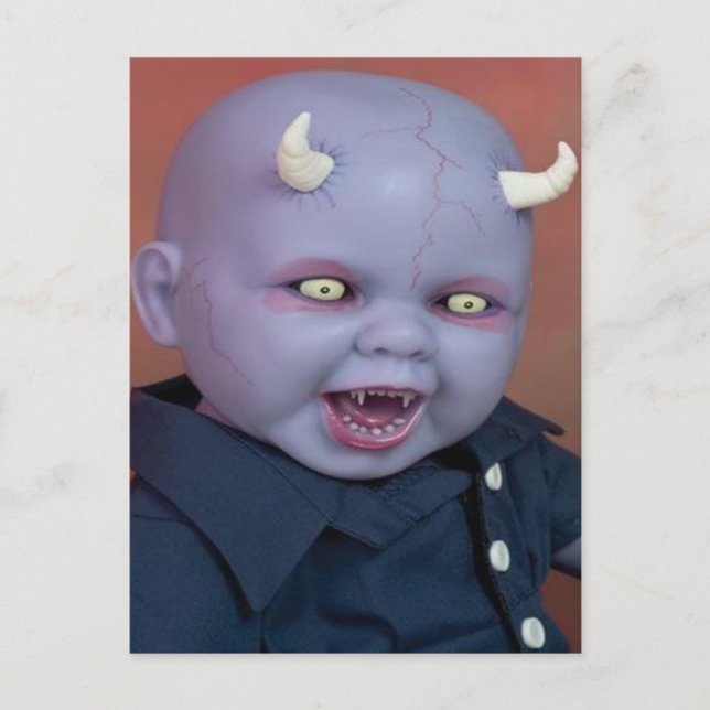 Creepy Devil Baby Doll Postcard (Front)