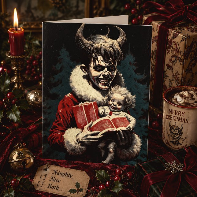 Creepy Devil Boy Spooky Horror Christmas Holiday Card (Creator Uploaded)