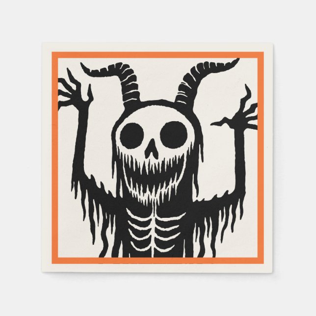 Creepy Devil Skull Halloween Napkin (Front)