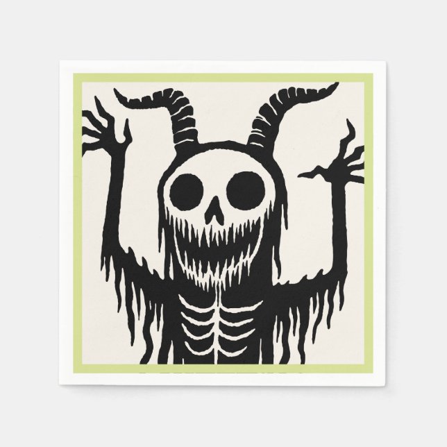Creepy Devil Skull Halloween Napkin (Front)