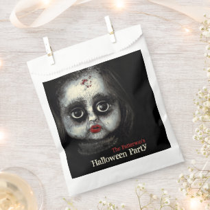 Creepy Doll Haunted Halloween Party with Name Favour Bags