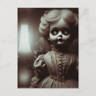 Creepy Doll Horror Postcard