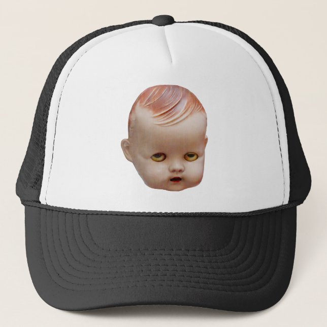 Creepy Doll's Head Trucker Hat (Front)