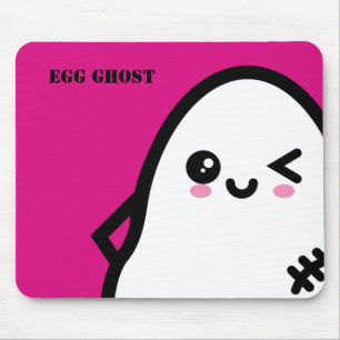 Creepy Egg Ghost Halloween Add your name Mouse Pad
