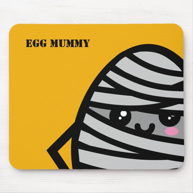 Creepy Egg Mummy Halloween | Add Your Name Mouse Pad (Front)