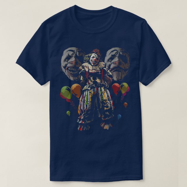 Creepy Evil Clown Balloons Horror Scary Halloween  T-Shirt (Design Front)