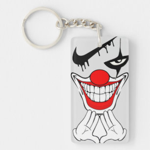 Creepy Evil Clown Smile Goth Horror Art Key Ring