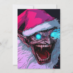Creepy Evil Santa Scary Krampus Anime Cartoon Holiday Card