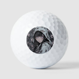 Creepy Eye Horror Anime Girl Golf Balls