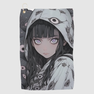 Creepy Eye Horror Anime Girl Golf Towel