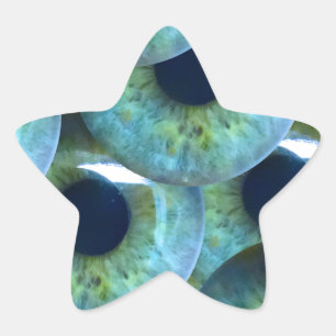 creepy eyeballs star sticker