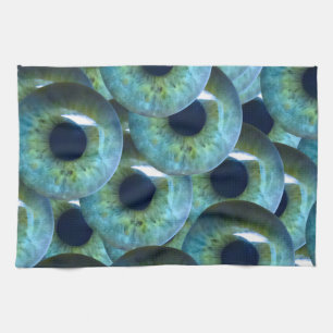 creepy eyeballs tea towel