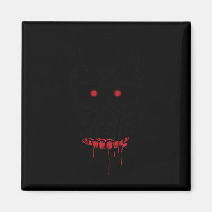 Creepy Eyes Skull With Teeth And Red Eyes Hallowee Magnet