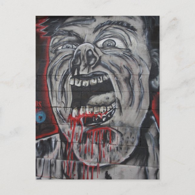 Creepy Face Graffiti Postcard (Front)