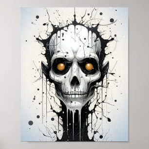 Creepy Fantasy Halloween Abstract Monster Face Poster