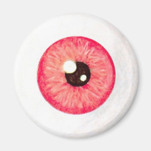 Creepy Fire Red Eyeball Magnet