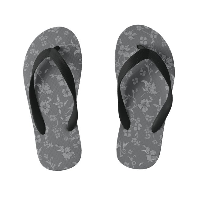 Creepy Flowers Pattern 3 Kid's Jandals (Footbed)