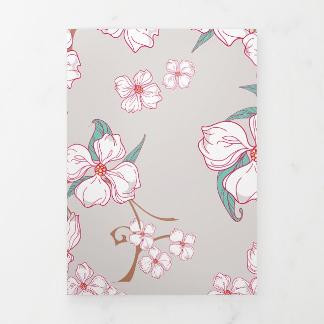 Creepy Flowers Pattern 6 Tri-Fold Holiday Card (Cover)