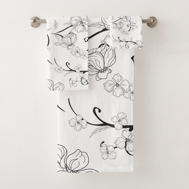 Creepy Flowers Pattern 7 Bath Towel Set (Insitu)