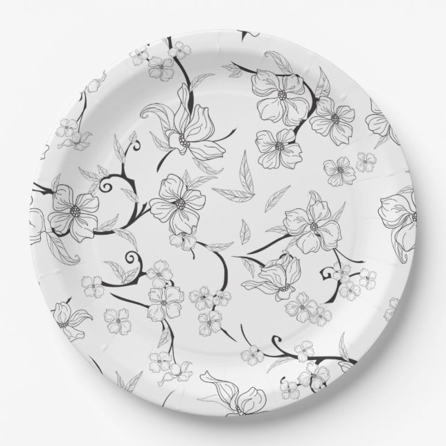 Creepy Flowers Pattern 7 Paper Plate (Front)