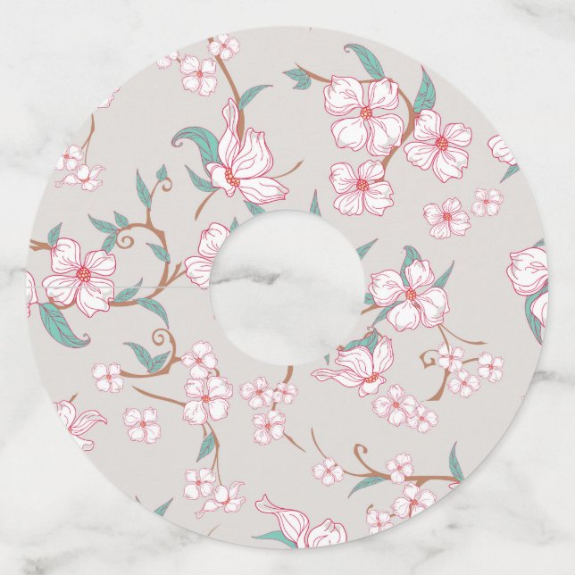 Creepy Flowers Pattern Wine Glass Tag (Front)