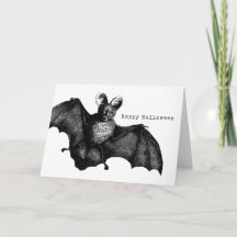 Creepy Flying Vintage Bat Happy Halloween