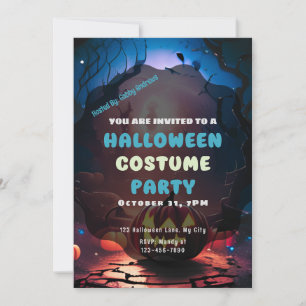 Creepy Forest Jack-O' Lanterns Vintage Halloween Invitation