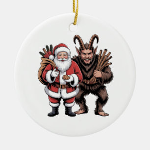 Creepy Funny Horror Santa Claus Krampus Christmas Ceramic Tree Decoration