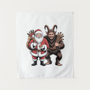 Creepy Funny Horror Santa Claus Krampus Christmas  Tapestry