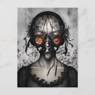 Creepy Gasmask Alien Woman Postcard