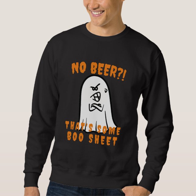 Creepy Ghost Beer Sweatshirt - Halloween Pun Hoodi (Front)