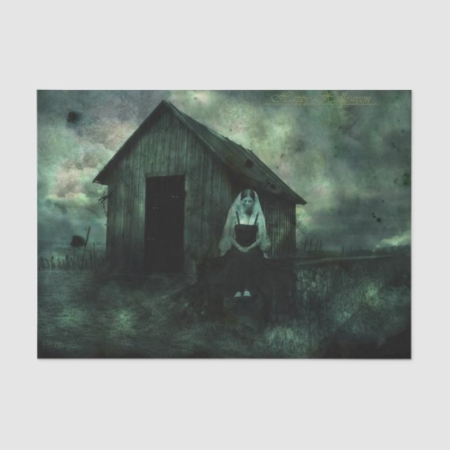 Creepy Ghost Bride Halloween Tissue Paper (Front)