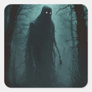 Creepy ghost square sticker