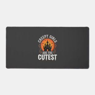 Creepy Girls Are The Cutest Gothic Halloween Desig Desk Mat