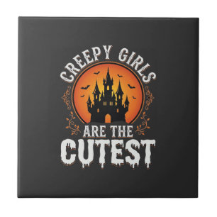 Creepy Girls Are The Cutest Gothic Halloween Desig Tile