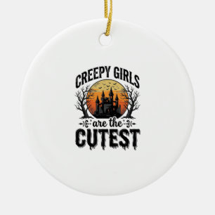 Creepy Girls Are The Cutest Halloween Vector Desig Ceramic Tree Decoration