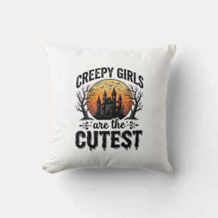 Creepy Girls Are The Cutest Halloween Vector Desig Cushion
