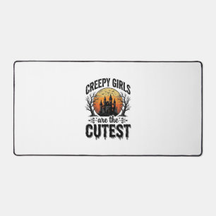 Creepy Girls Are The Cutest Halloween Vector Desig Desk Mat