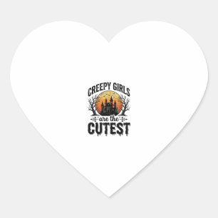 Creepy Girls Are The Cutest Halloween Vector Desig Heart Sticker