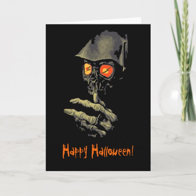 Creepy Glowing Eyes Halloween Card (Front)