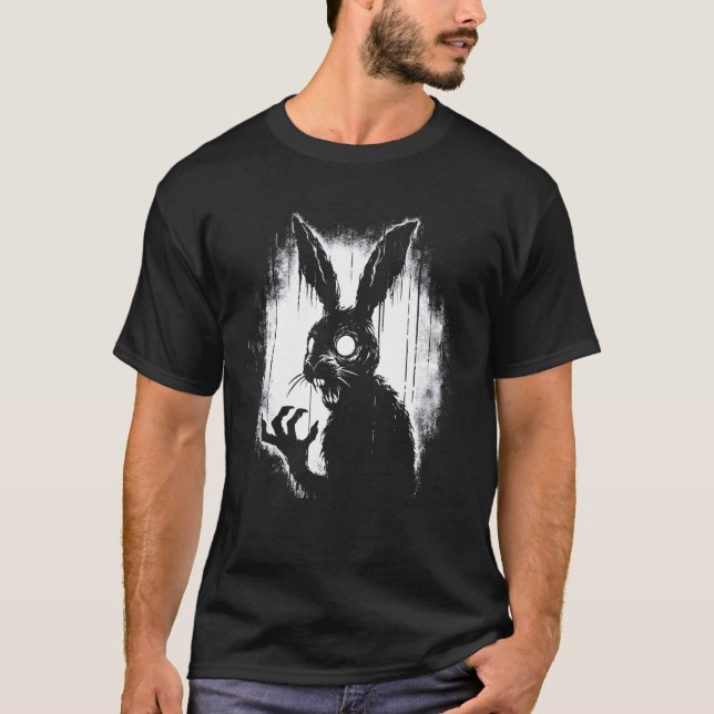 Creepy Goth Rabbit, Horror Bunny, Weirdcore Rabbit T-Shirt (Front)
