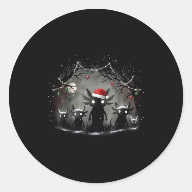 Creepy Gothic Christmas Axolotl Aesthetic Horror N Classic Round Sticker (Front)