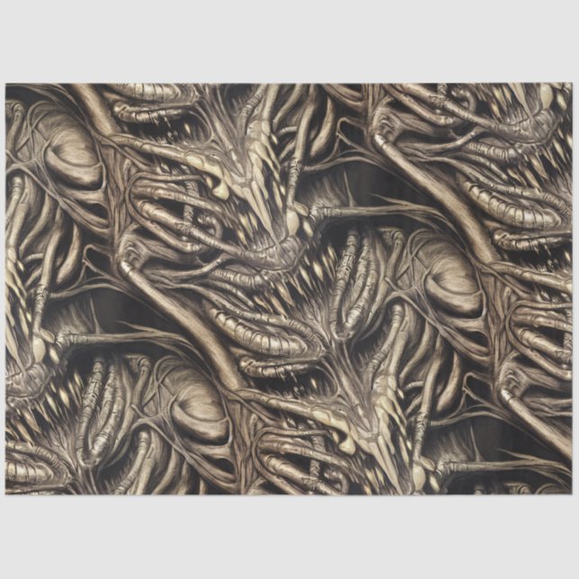 Creepy Gothic Horror Demon Biomatter Tissue Paper (Front)