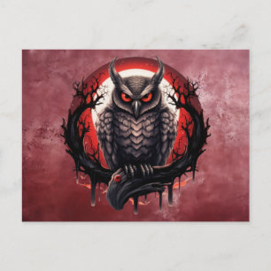 Creepy gothic owl postcard