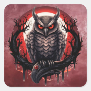 Creepy Gothic owl Square Sticker