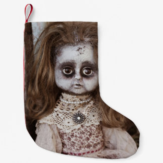 Creepy Gothic Porcelain Doll Victorian Goth Small Christmas Stocking
