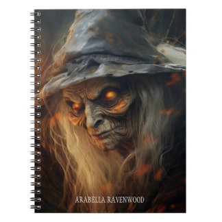 Creepy, Gothic Scary Witch Halloween Horror Notebook