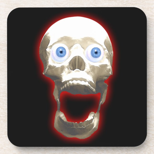Creepy Gothic Screaming Skull Art Coasters (Front)