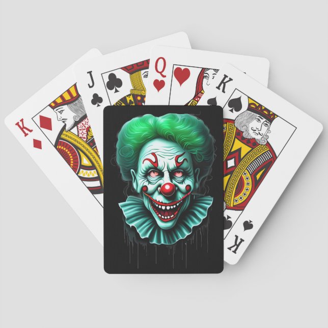 Creepy Green Hair Clown Playing Cards (Back)